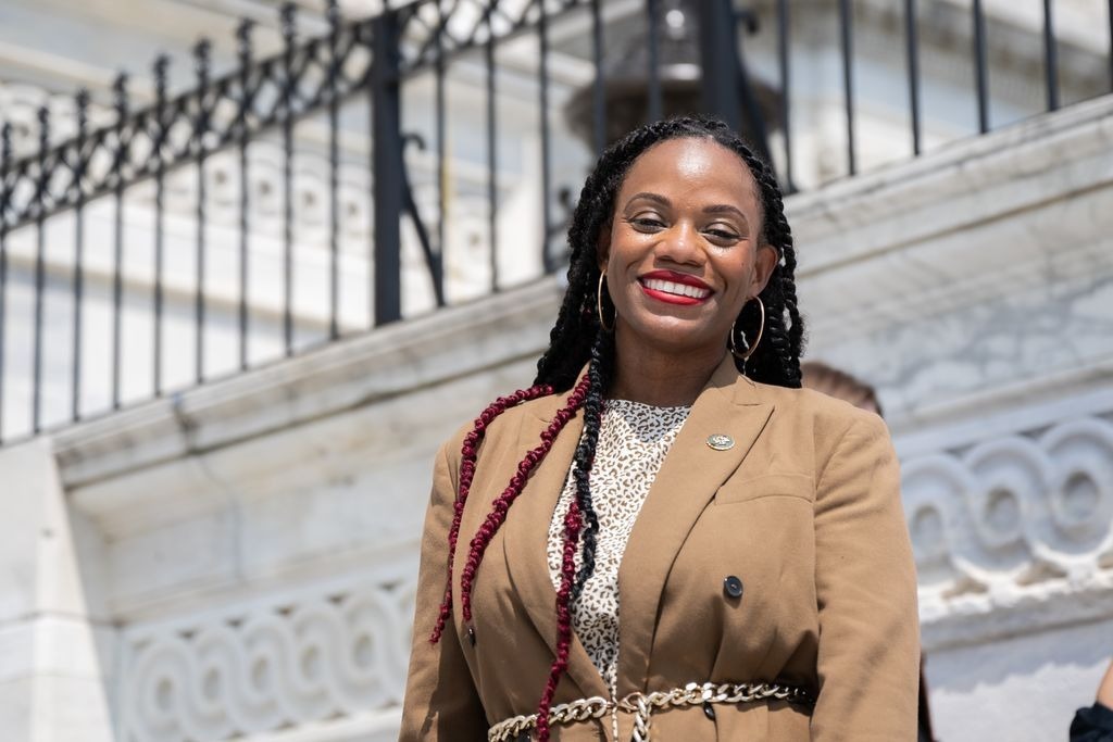 Summer Lee in front of the capitol