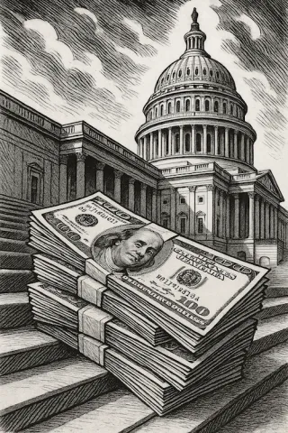 Money sitting on US Capitol steps